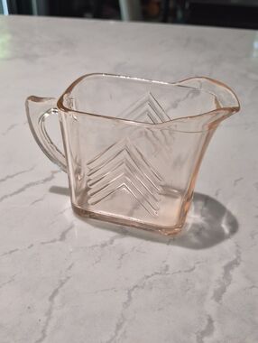 Pink Hazel Atlas Chevron Glass Creamer